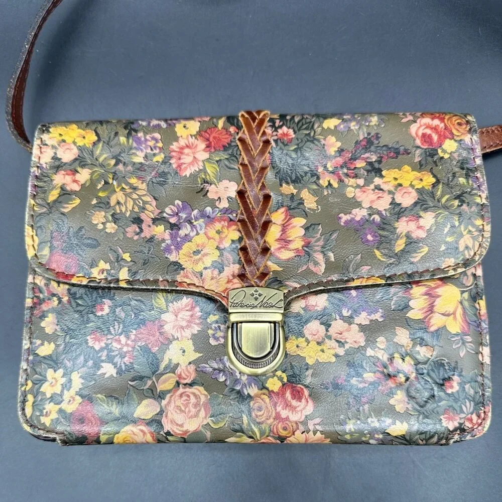 Patricia Nash Floral Leather Crossbody Shoulder Bag Purse Removable Strap Clutch